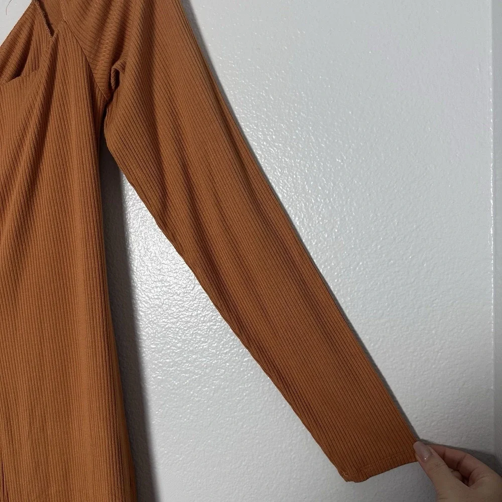 AFRM Size-L Midi Dress Jordana Caramel Long Sleeve Revolve $128